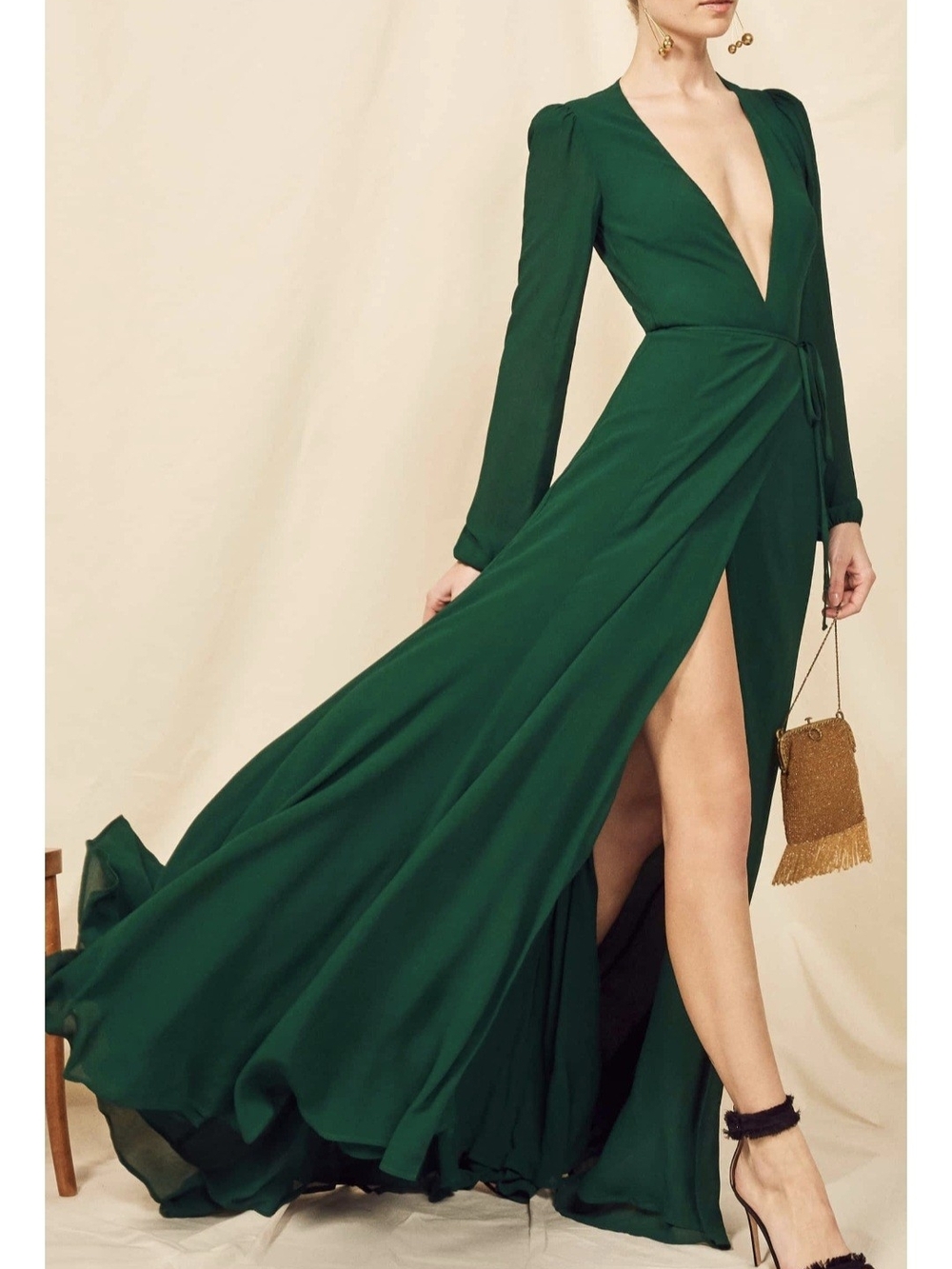 Reformation Milan Long Sleeve Wrap Dress